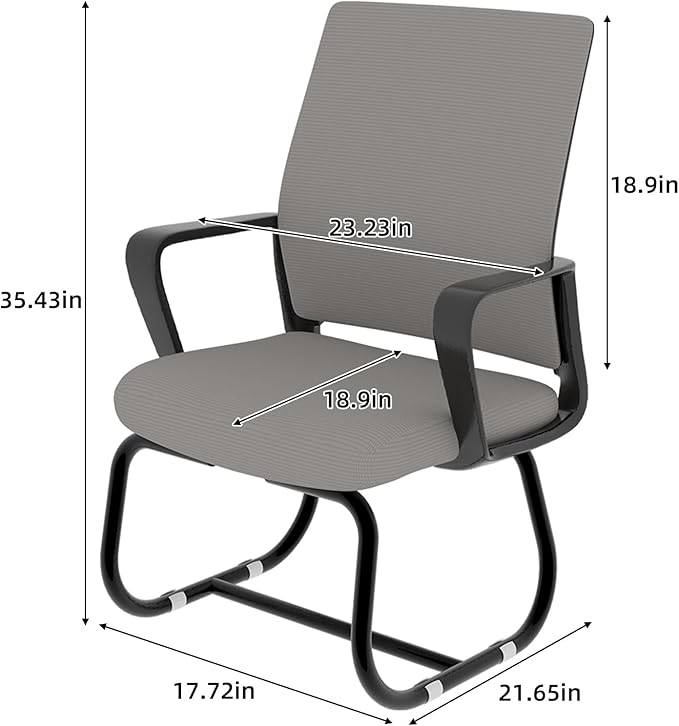 Minimalist Modern Office Chair with Metal Frame – Breathable Mesh Backrest, Ergonomic Support, Comfortable Seat Cushion for Home & Office Use (Black+ Gray)