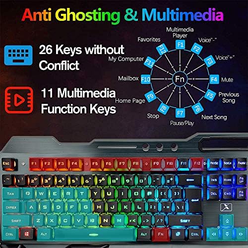 Wireless Gaming Membrane Keyboard Mouse and Bluetooth Headset Kit-Black RGB