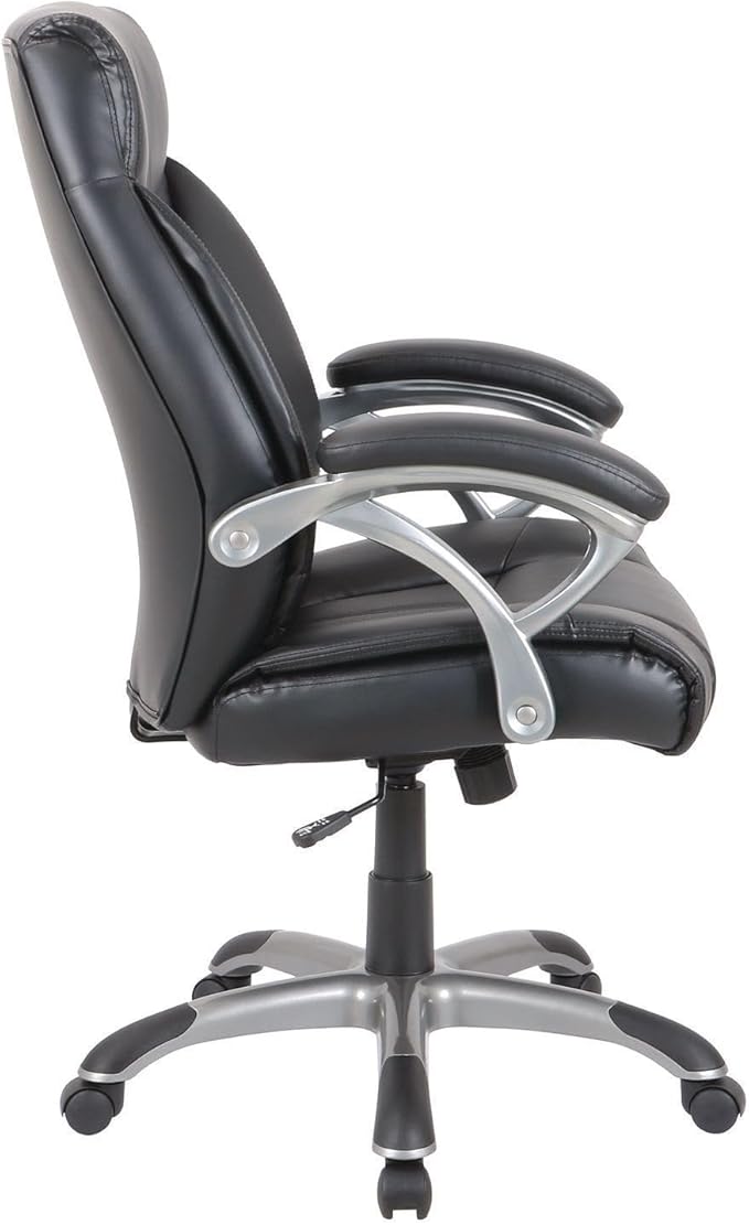 Alera Fulford High-Back Leather Office Chair, Ergonomic Computer Chair, Adjustable Height, Reclining Seat, Supports Up to 275 lb, Black