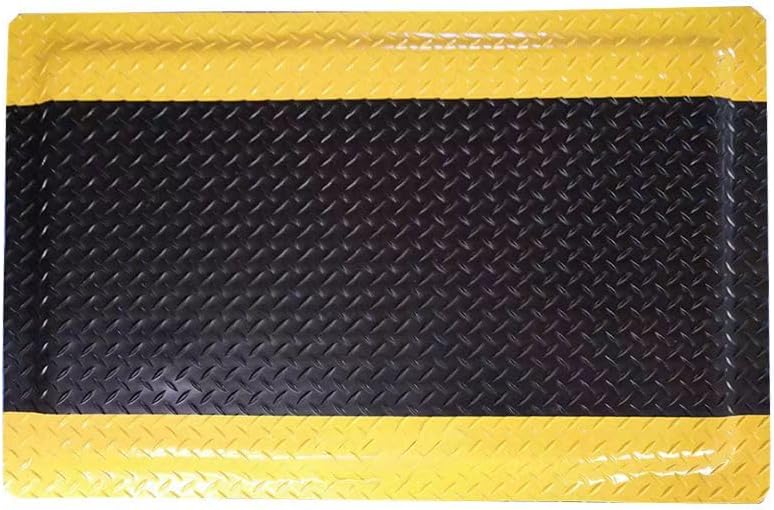 1 Pack Odorless Anti-Fatigue Mat Anti-Static Anti-Fatigue Inline Foot Mat (Black bottom yellow edge,0.9Mx0.6Mx20mm)