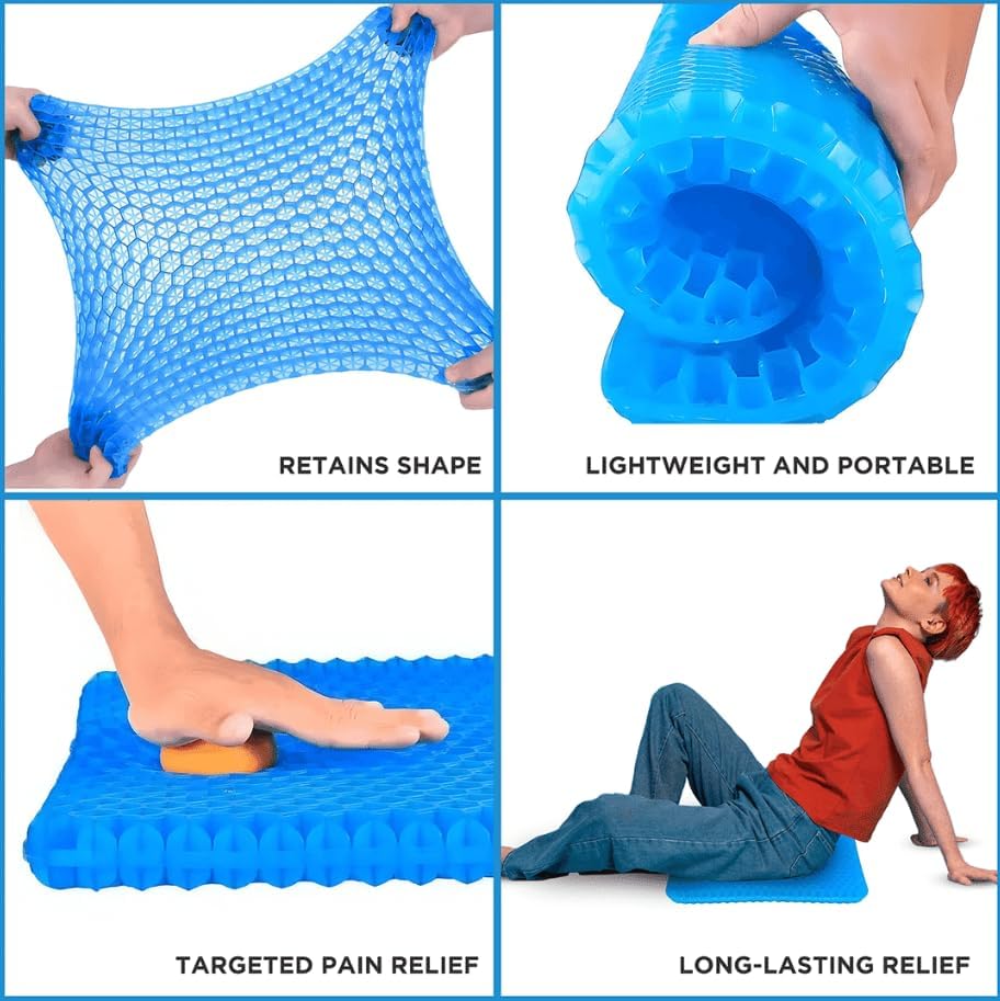 holie 100% Gel Seat Cushion - Extra Thick - Honeycomb Gel seat Cushion (Purple(42 * 36 * 3.5cm),X2Pcs)