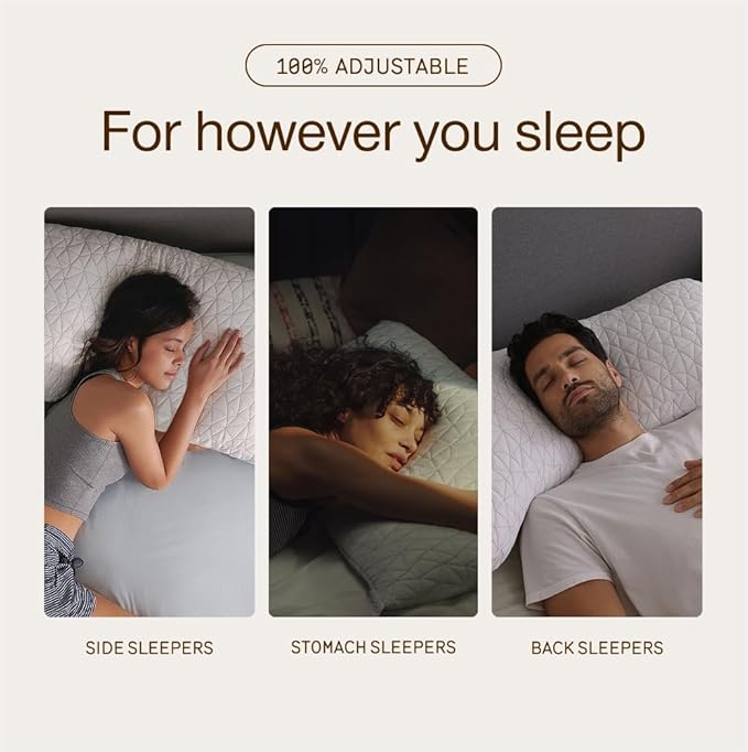 Coop Home Goods Original Adjustable Pillow, Queen Size Bed Pillows for Sleeping, Cross Cut Memory Foam Pillows - Medium Firm Back, Stomach and Side Sleeper Pillow, CertiPUR-US/GREENGUARD Gold