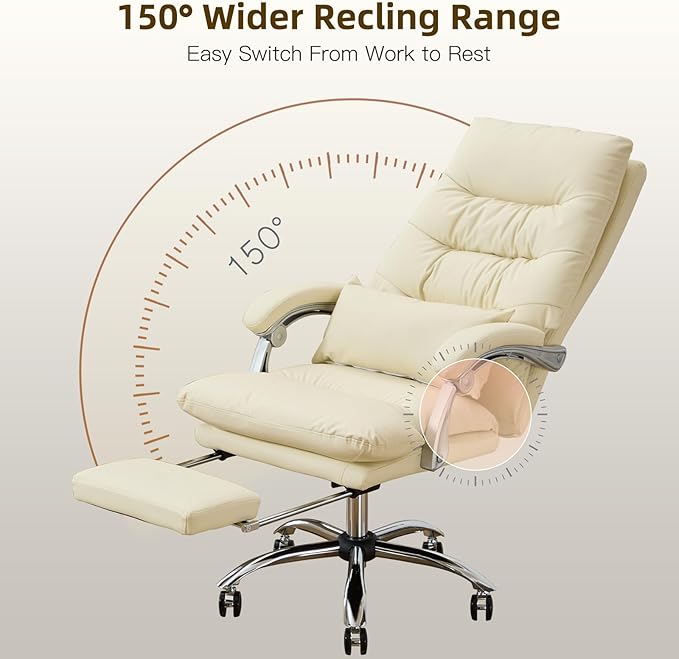Massage Office Chair with Foot Rest,6 Points Vibration, Executive Office Chairs Tall Office Chair,Ergonomic Reclining Desk Chair