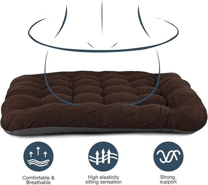 BUYUE Good Support Office Chair Cushion, Luxury Jacquard with Anti-Skid Silicone Seat Cushion Padded for Computer Desk Kitchen Chair (1 Count, Brown)