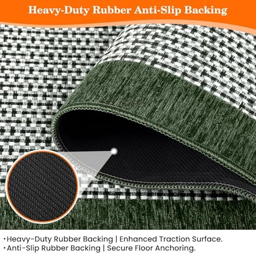 StepRite Kitchen Rugs, Kitchen Mat for Floor, 47"x20" Non-Slip Machine-Washable Commercial Floor Mat, Absorbent Heavy-Duty Rug for Office & Home, Sink Standing Mat, Entryway Carpet, Door Mat, Green