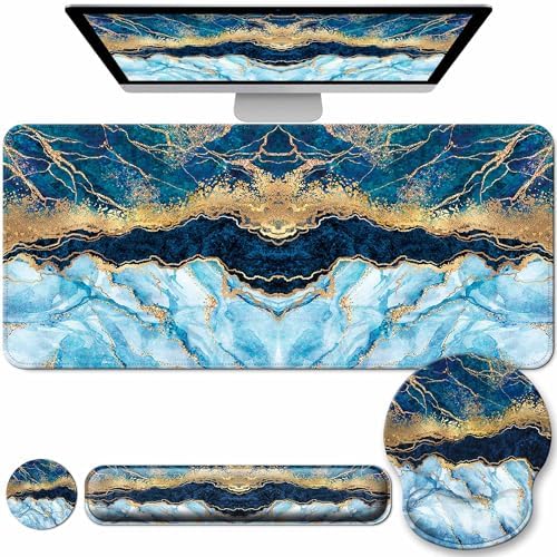 Desk Mat Set Keyboard and Mouse Pad with Wrist Rest Support