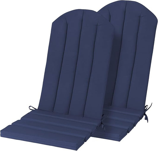 Adirondack Chair Cushion Set of 2 Indoor Outdoor Furniture Cushions Rocking Chair Cushions with Straps Replacement Folding Patio Chair Pad,19.7x18.9x1.5 Inch（Navy）