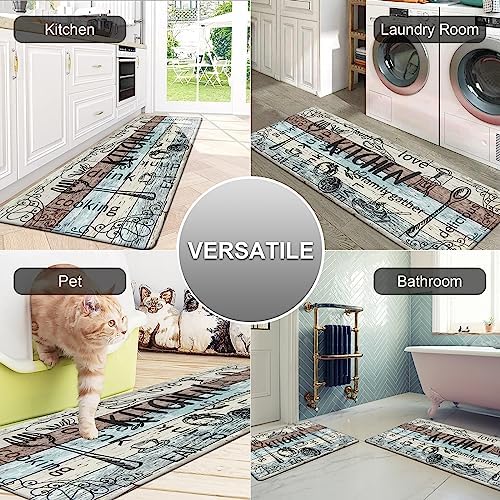 HEBE Anti Fatigue Kitchen Rugs Set of 2, Cushioned Kitchen Mats for Floor