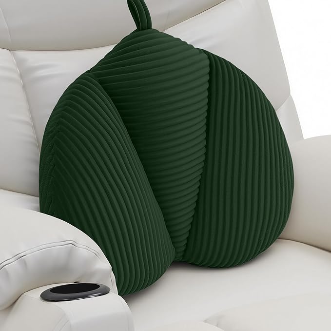 Lumbar Support Pillow for Couch, Back Support Pillow for Office Chair, Heart-Shape Back Cushion with Shredded Foam for Back Pain Relief & Reading, Lumbar Cushions for Recliner, Car, Green