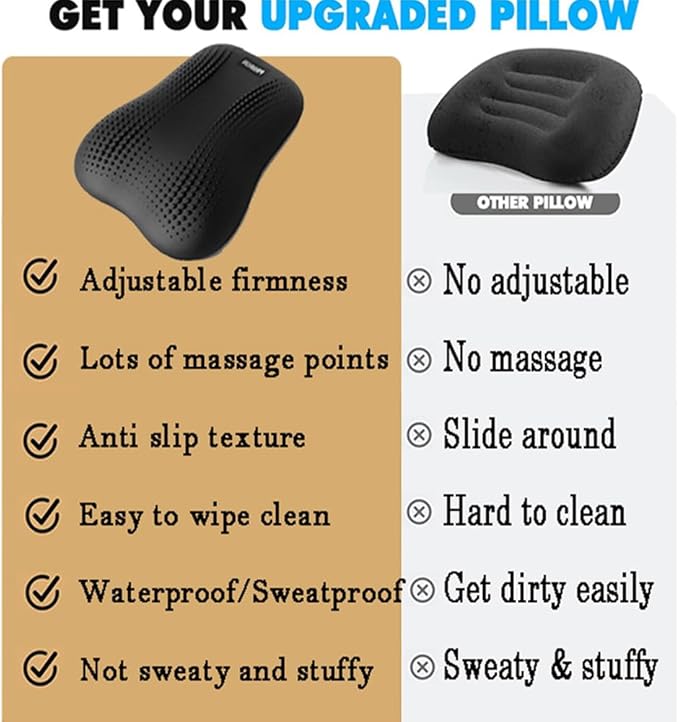 Lumbar Support Pillow, Inflatable Rubber Lumbar Pillow for Lower Back Pain Relief - Car Back Cushion for Driving Seat, Office Chair, Back Support Stretcher, Waterproof, Adjustable Thick, 12''Lx 14''H