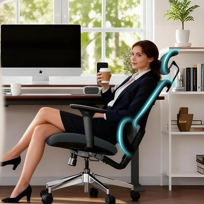 Jacia House TSCA Certified Ergonomic Mesh Office Chair, Big Tall Gaming Chair Adjustable Lumbar Support, 4D Armrests, 2D Headrest, 135° Reclining Rolling Swivel Desk Chairs with Seat Lock 600lb