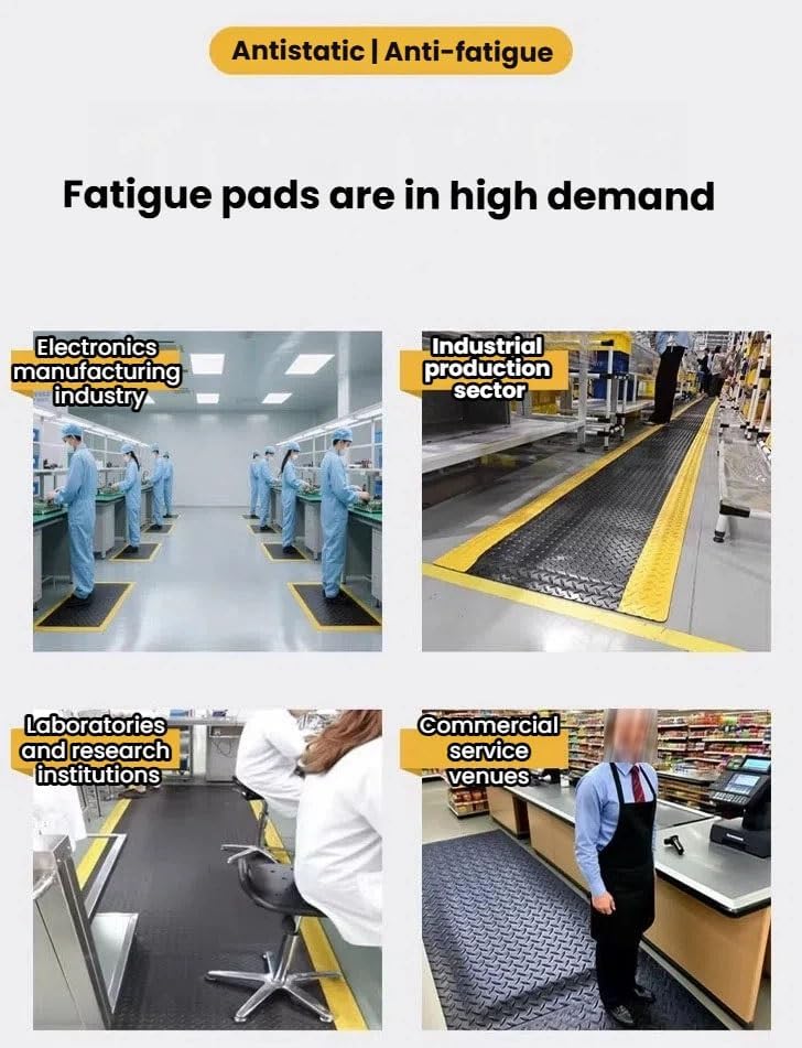 20mm Thick Anti-Fatigue Floor Mat, Static-Safe Cushioned Standing Pad, Beveled Edge Design for Workshop & Labs, Green Color, 100x100 cm - Comfort & Safety Guaranteed!,Green,100x100 cm