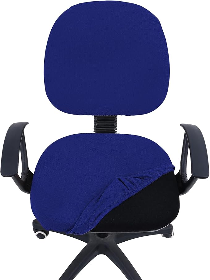 Smiry Stretch Jacquard Office Computer Chair Covers, Removable Washable Universal Desk Rotating Chair Slipcovers Protector, Seat + Backrest Cover, Royal Blue