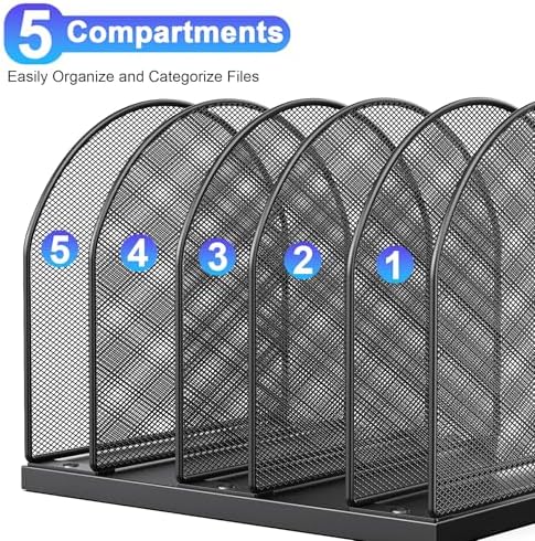 gianotter Desktop File Organizer with 5 Compartments