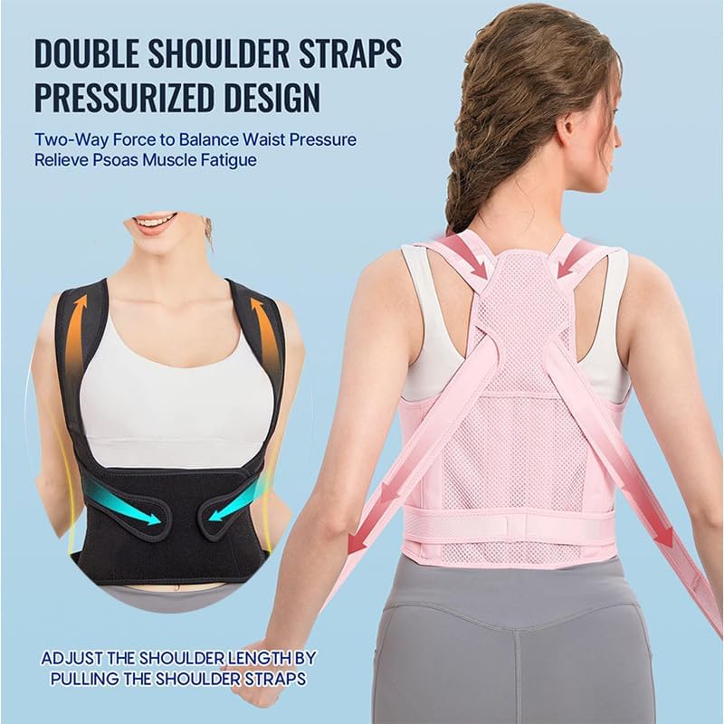 Adjustable Upper Back Posture Corrector Brace for Men & Women – Daily Shoulder and Spine Support Belt for Sitting, Work & Home Use (Lightweight, Breathable Design)