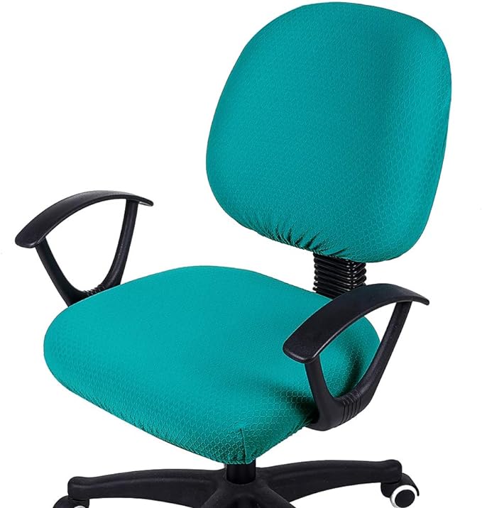 Smiry Stretch Jacquard Office Computer Chair Covers, Removable Washable Universal Desk Rotating Chair Slipcovers Protector, Seat + Backrest Cover, Peacock Green