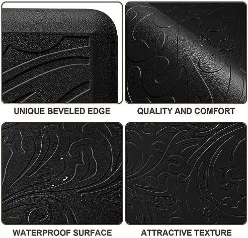 KMAT Kitchen Mat Cushioned Anti-Fatigue Waterproof Non-Slip Standing Mat Ergonomic Comfort Rug for Home,Office,Sink,Laundry,Desk 17.3" (W) x 60"(L),Black