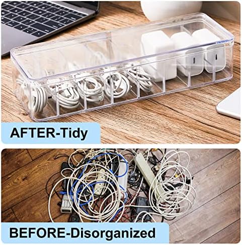 Tatuo Cord Organizer Box with Lid, Clear, 12 Pack