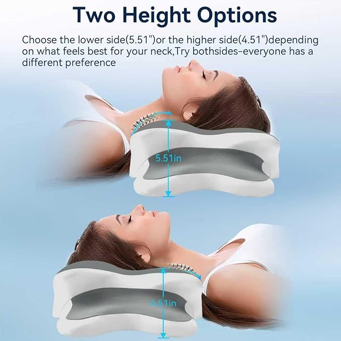 Sleep Apnea Pillow with Neck Pain & Snoring Relief -Orthopedic Cervical Pillow, Ergonomic Contour Memory Foam for Side, Back,Stomach Sleepers, Medium Firm (Grey, Queen Size 25" lx15 wx5.8 h)