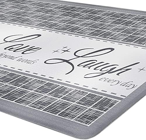 Anti-Fatigue Floor Comfort Mat, 18 x 30 in, Live, Love, Laugh Grey