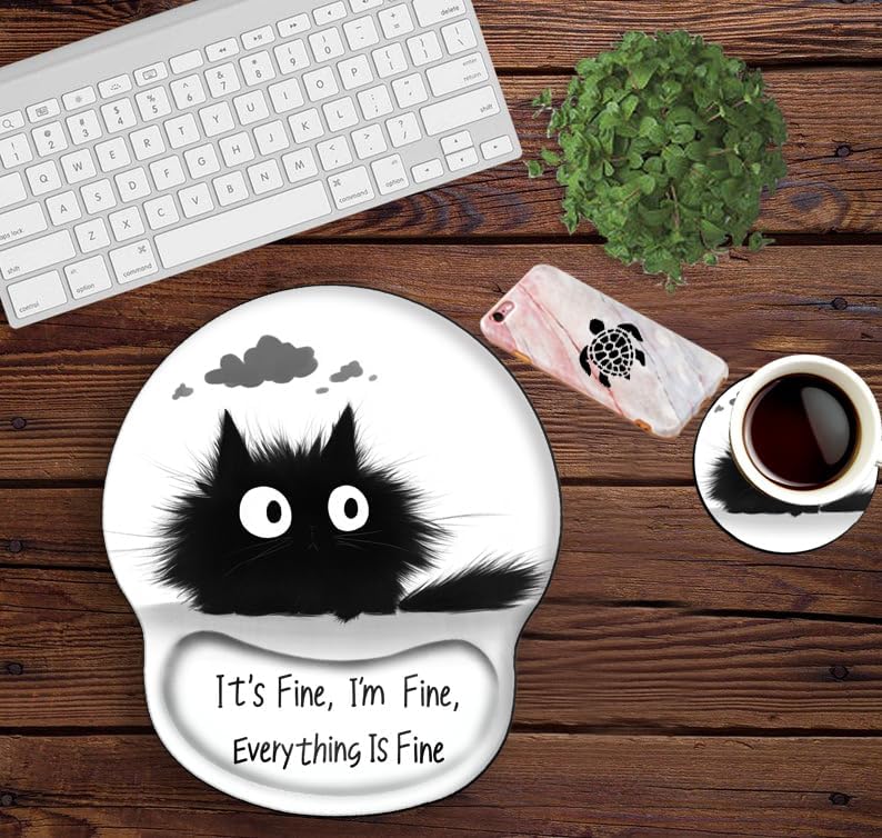 I am Fine Mouse Pad with Wrist Support Gel Mousepad Wrist Rest Ergonomic Mouse Mat Gaming Cushion Mouse Pads for Computer Office Work Women Men Kids