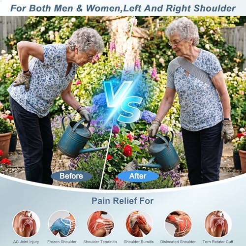 SPOTBRACE Compression Shoulder Brace Men Women Shoulder Sleeve, Gray XS/S