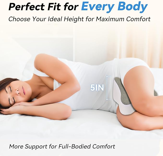 UJPFEO Knee Pillow for Side Sleepers,Leg Pillows for Sciatica,Knees,HIPS,Joints Between Legs,Back Pain Relief When Side Sleeping Spine Alignment Support for Knee Surgery Recovery,Grey