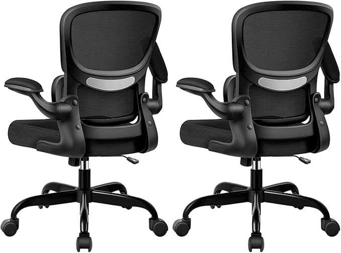 BESTFAIR Office Chair Ergonomic Desk Chair, Breathable Mesh Comfy Chair with Lumbar Support, Computer Chair, Home Desk Chair with Flip-up Armrests, Gaming Chair for Adults Home Office