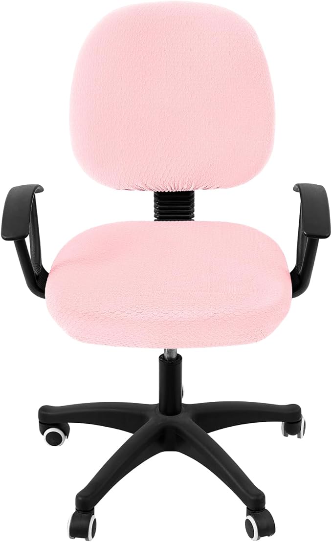 Smiry Stretch Jacquard Office Computer Chair Covers, Removable Washable Universal Desk Rotating Chair Slipcovers Protector, Seat + Backrest Cover, Blush Pink