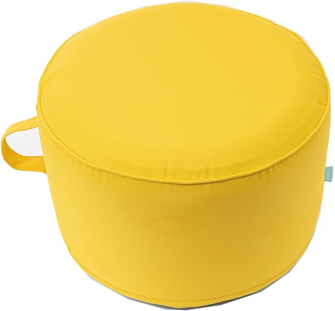QILLOWAY Inflatable Outdoor Ottoman for Patio, Waterproof Round Pouf, Inflatable Foot Rest, Outdoor Footstool for Poolside, Garden，Camping,Yellow