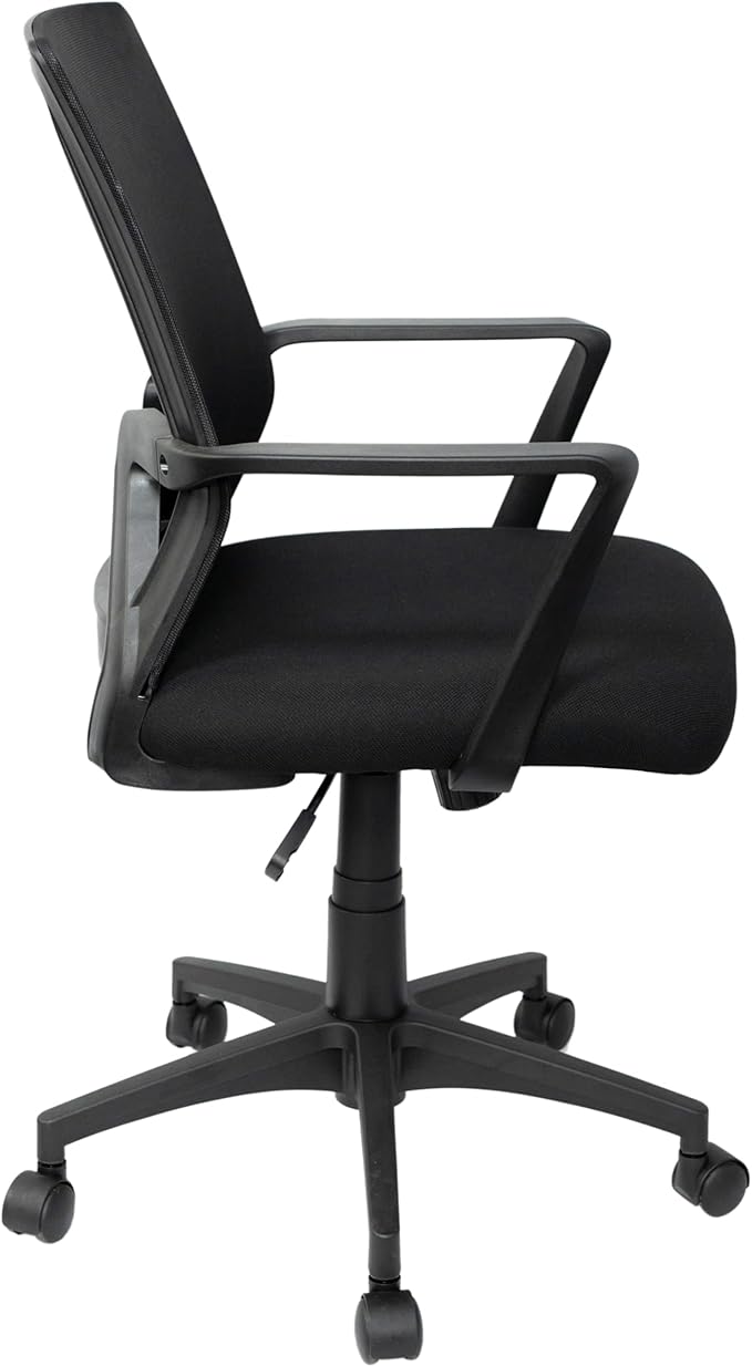 Techni Mobili Ergonomic Mesh Office Chair, Breathable Black Task Chair for Home Office or Study with Adjustable Height & Tilt, Affordable Desk Chair with Lumbar Support, Swivel Base & Armrests