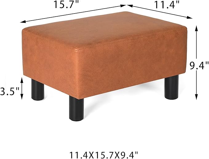 Joveco Small Footstool Ottoman Footrest Modern Rectangular Foot Stools for Living Room Bedroom (Orange)