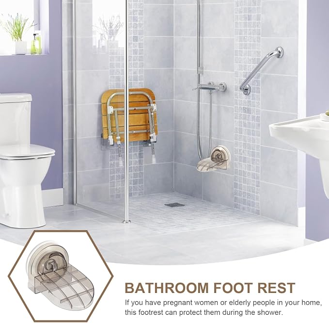 ABOOFAN Non-Slip Bathroom Foot Rest with Suction Cup for Shower Safety Reusable Foot Smooth Surfaces Hygienic Bathing Aid for Pregnant Women and Elderly Easy to Use Home Bathroom Supply