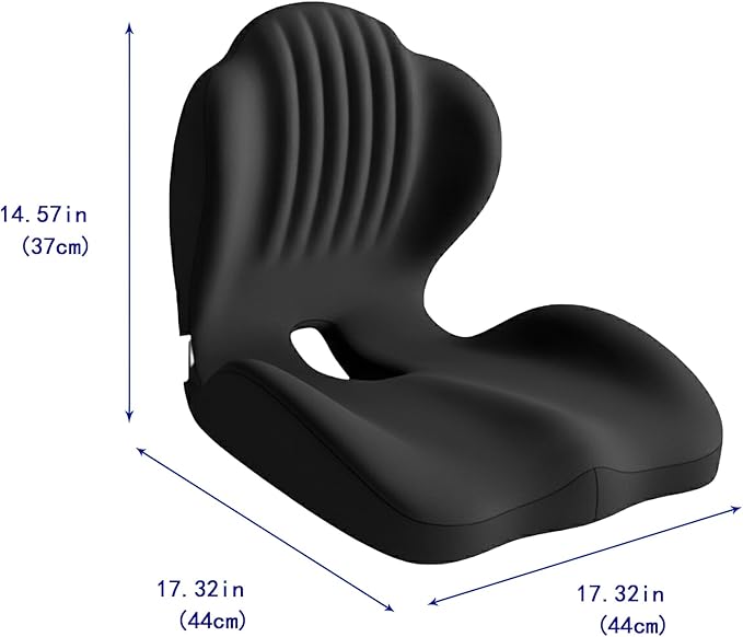 Ergonomic Memory Foam Seat Cushion with Lumbar Support, Office Chair and Car Seat Cushion for Back Pain Relief, Pressure Reducing Comfort Pad, for Parents and Friend,Grey