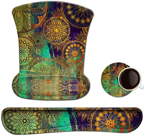 ToLuLu Keyboard Pad Wrist Rest Mouse Pad, Gel Ergonomic Mouse Pads Wrist Support for Computer Laptop Home Office, Mousepad Keyboard Wrist Support Memory Foam for Easy Typing Pain Relief, Mandala Arts
