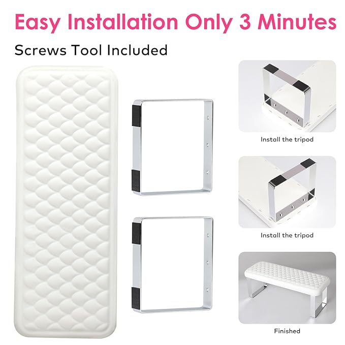 Arm Rest for Nails Tech, BORNBYME Update PU Leather Fish Pattern Hand Nail Foot Stand Rest for Manicure & Pedicure,White