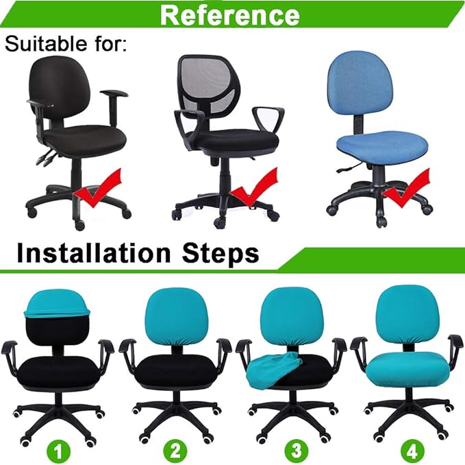 Smiry Stretch Jacquard Office Computer Chair Covers, Removable Washable Universal Desk Rotating Chair Slipcovers Protector, Seat + Backrest Cover, Navy Blue