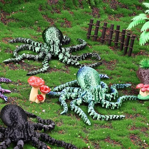 4pcs 3D Octopus Printed Animals Perfect Basket Stuffing with an Articulated Crystal Dragon Fidget, Goodie Bag Stuffers for Valentines Days Gift