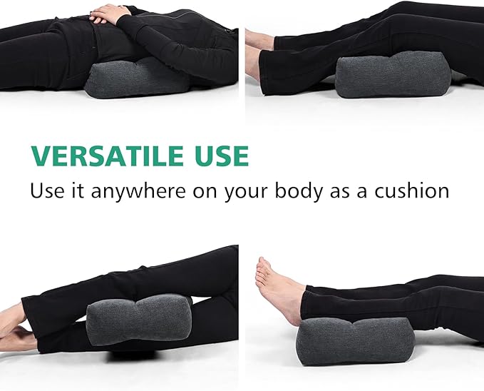 Shinnwa Lumbar Support Pillow for Office Chair, Memory Foam Back Support Pillow for Back Pain Relief, Car, Chair and Couch, 17.5 x 11.5 x 5.5in, Charcoal