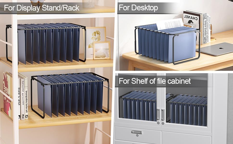 2 Set Hanging File Folder Frame,Legal/Letter Size,Adjustable Length 16-25 inches,12.598W 9.45" H, Hanging Folders Holder for Desktop Organizer and Metal Rail in Filing Cabinet Drawer