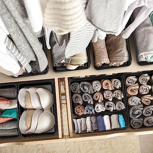 Simple Houseware Interlocking Desk Drawer Bins Organizer, 10 Packs, Black