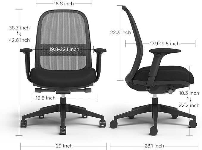 Workplace 2.0 Ergonomic Task Chair, Mesh, Ergonomic, Lumbar Support, Adjustable Height, Black