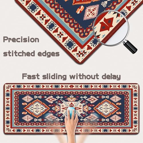 Persian Rug Mouse Pad - Desk Mat for Keyboard and Mouse - Large Mouse Pads for Desk, Gaming Mousepad with Non-Slip Base, Retro Desk Mat (31.5" X 11.8") Rug - Dupatta