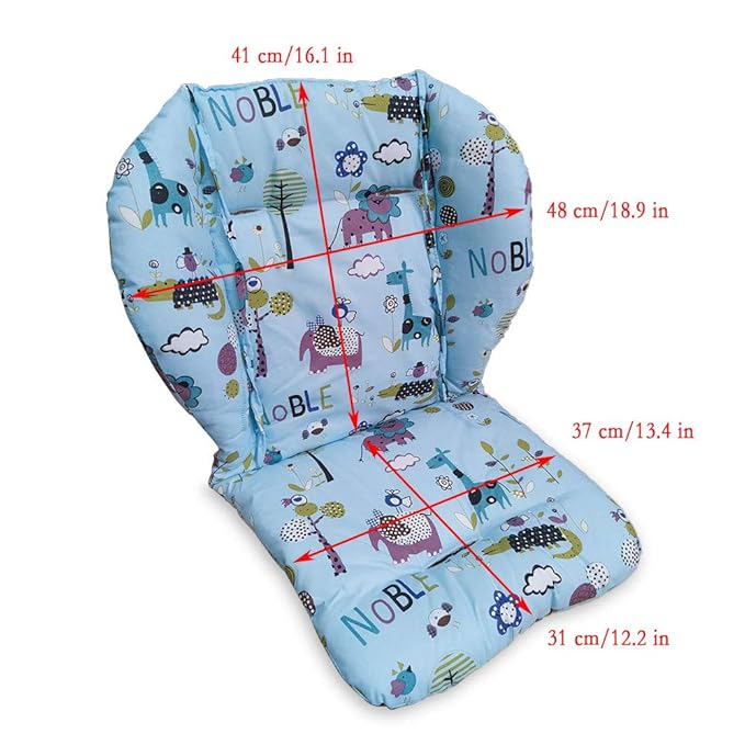 twoworld High Chair Cushion, Large Thickening Baby High Chair Seat Cushion Liner Mat Pad Cover Breathable (Blue Animal)