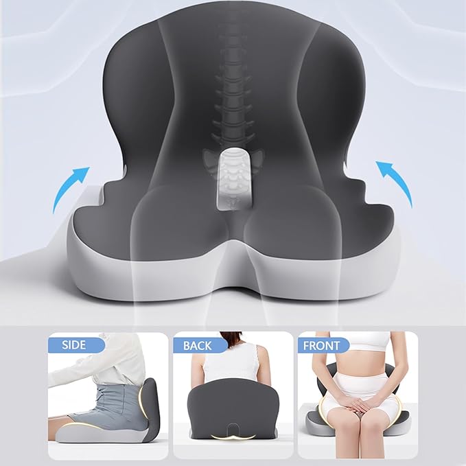 Orthopedic Cushion, Seat Cushion - Car Cushion with L Shaped Ergonomic Design, Memory Foam Seat Cushion for Office Chair, Car and Gaming Seat
