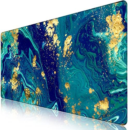 iCasso Extended Gaming Mouse Pad,Desk Pad 35.4x15.7in,Blue Marble