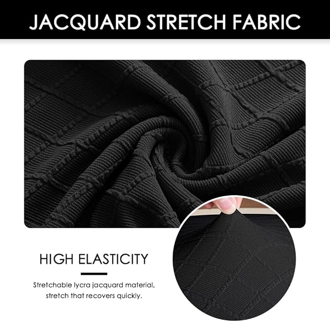 FORCHEER Waterproof Office Chair Seat Cover 20x20 Inch Black Stretch Jacquard Computer Chair Seat Cushion Slipcover Washable Removable