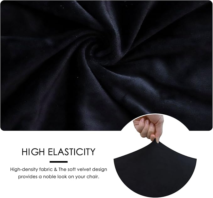 FORCHEER Split Office Chair Cover 2 Piece Black Stretch Velvet Separated Desk Chair Slipcover for Backrest and Seat Washable