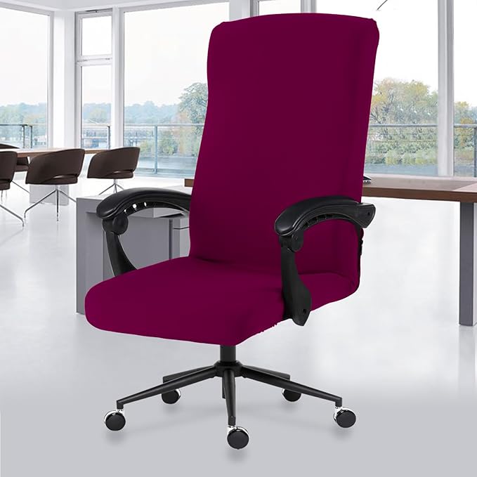 Elastic Computer Chair Cover with Durable Zipper - Protective Removable Washable Universal Office Desk Chair Seat Slip Cover - Stretchy Soft Anti-dust Desk Chair Seat Protector for Dogs, Cats, Pets