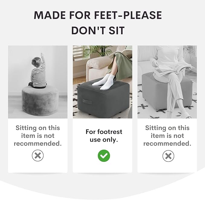 MeMoreCool Square Stuffed Pouf Ottoman Foot Rest, Corduroy Floor Pouf Foot Stool with Foam Chunk Filling, Soft Stuffed Ottoman Footrest for Living Room, Beige